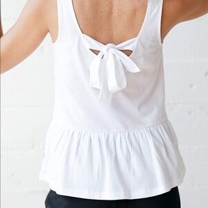 NEW NWT Jacey Duprie The Drop White Tie-Back Peplum‎ Tank Top Size XL